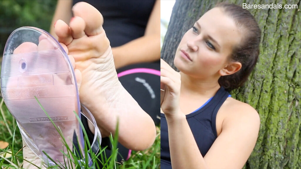 13013 – Nikola’s footplay in transparent flip flops in the park – Video update
