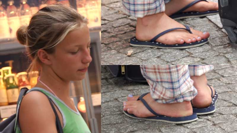 13087 – Blonde candid feet in flip flops – Video update