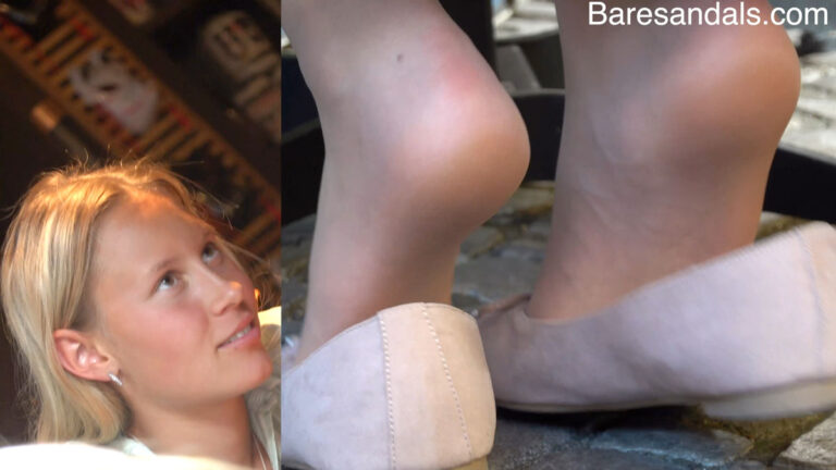 Stockinged feet slip out of ballerina shoes - video update 13129