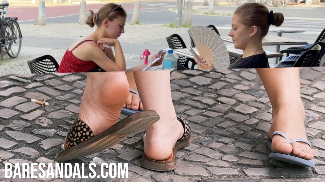 29107 – two girls in summer outside with sandals